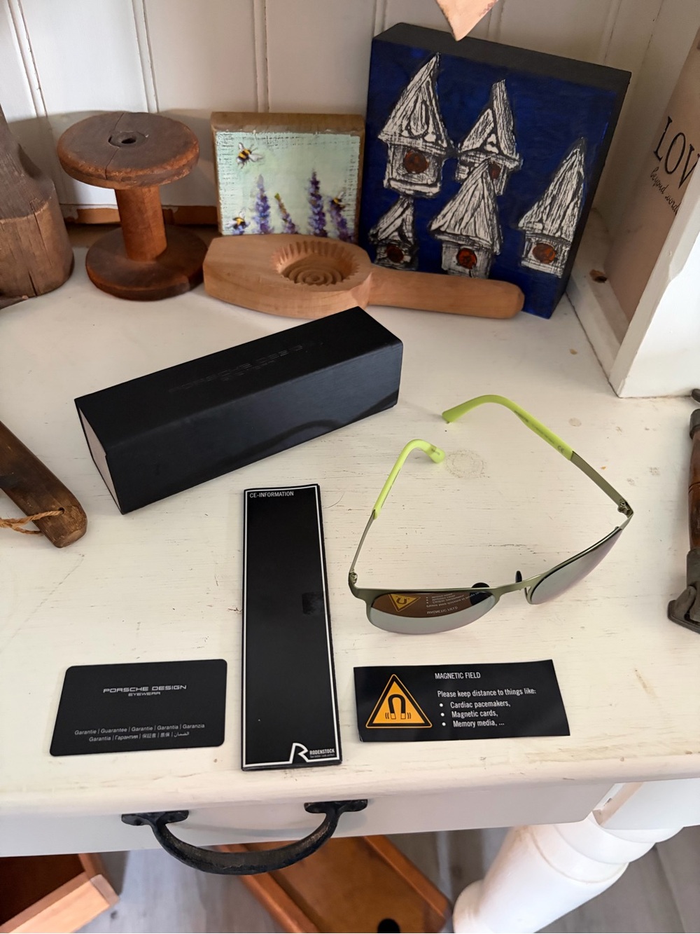 Porsche Design Men’s Sunglasses in Lime Green and Silver Frame NWOT